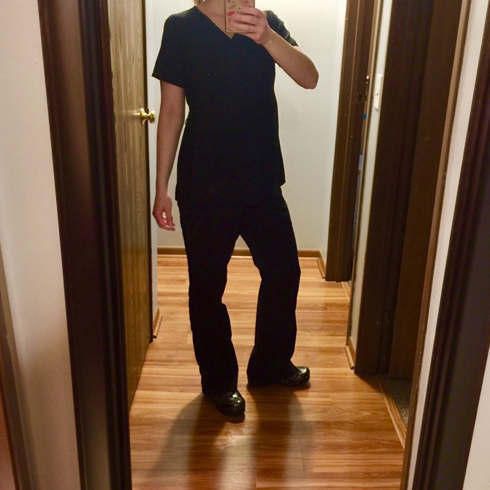 Black Med Couture maternity Scrub top Small